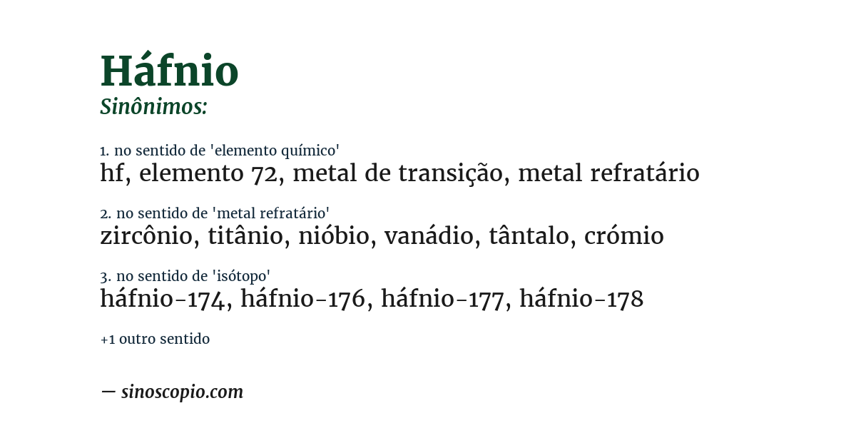 Sinônimo de háfnio