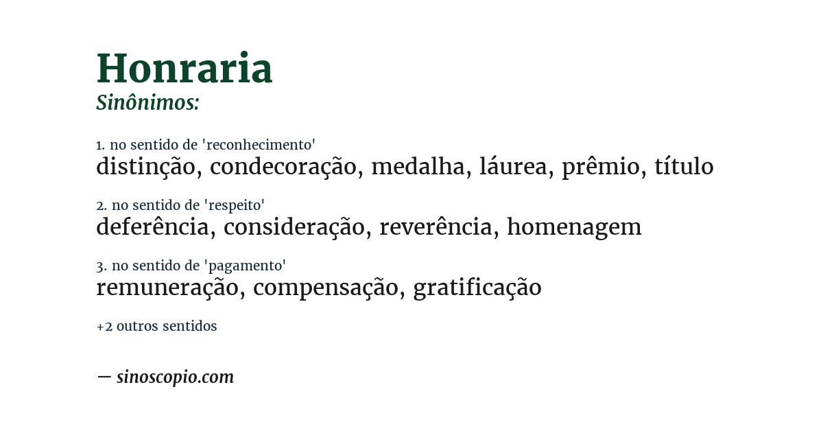 Sinônimo de honraria