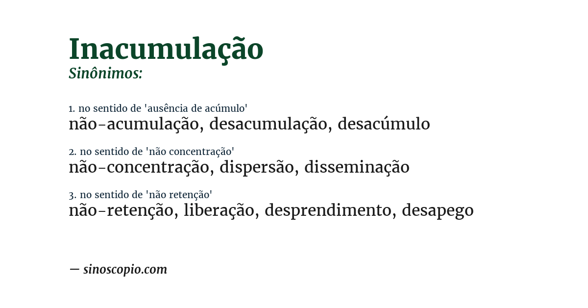 Sinônimo de inacumulação