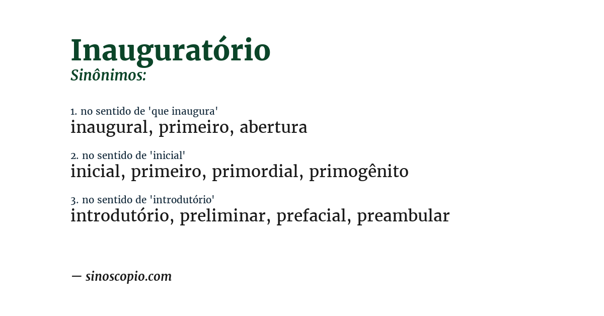 Sinônimo de inauguratório
