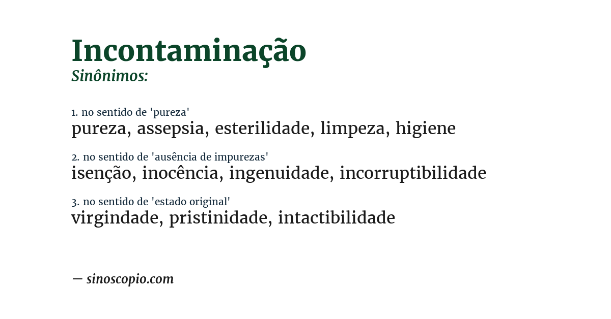 Sinônimo de incontaminação