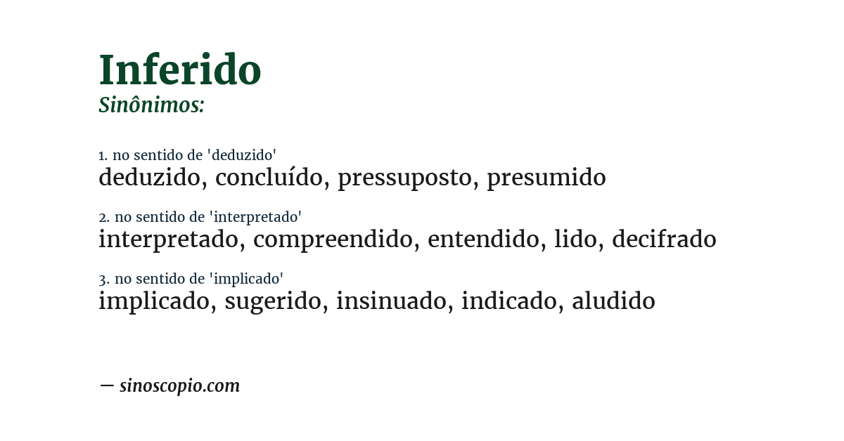 Sinônimo de inferido