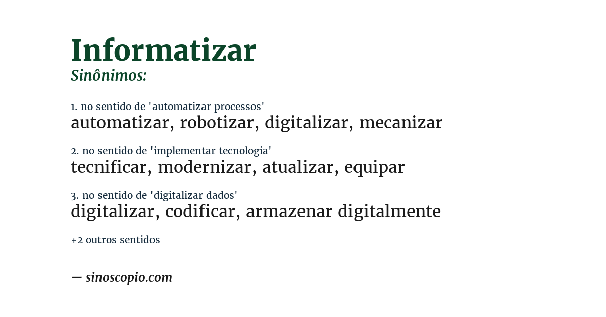 Sinônimo de informatizar