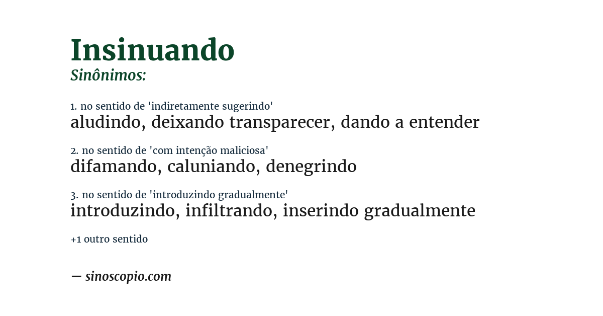 Sinônimo de insinuando
