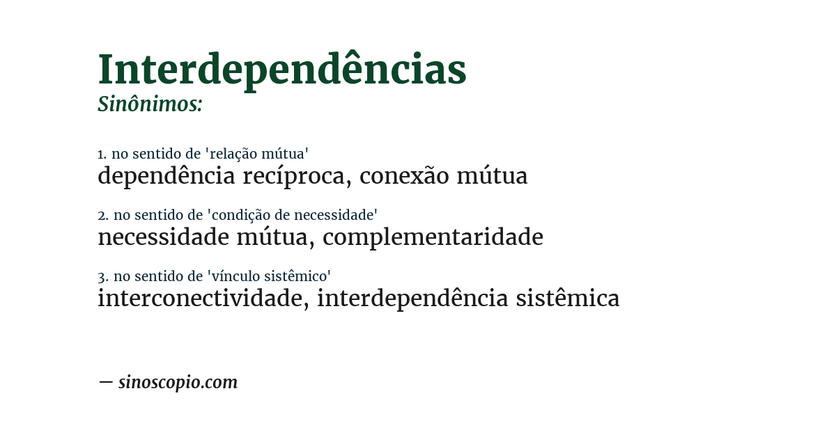 Sinônimo de interdependências