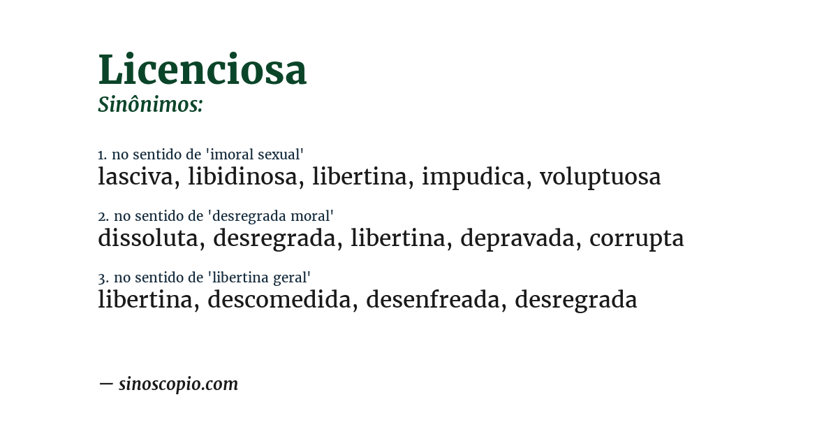 Sinônimo de licenciosa