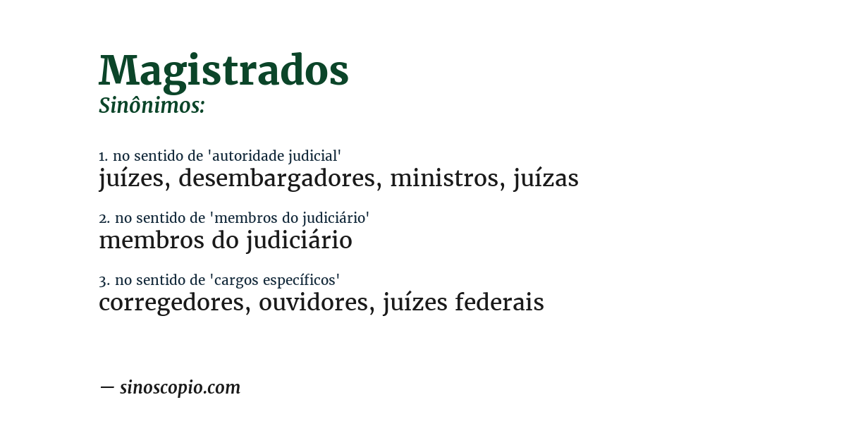 Sinônimo de magistrados