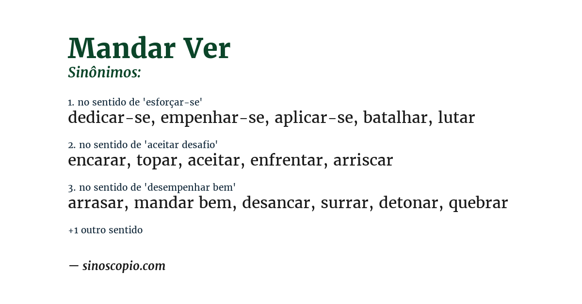 Sinônimo de mandar ver