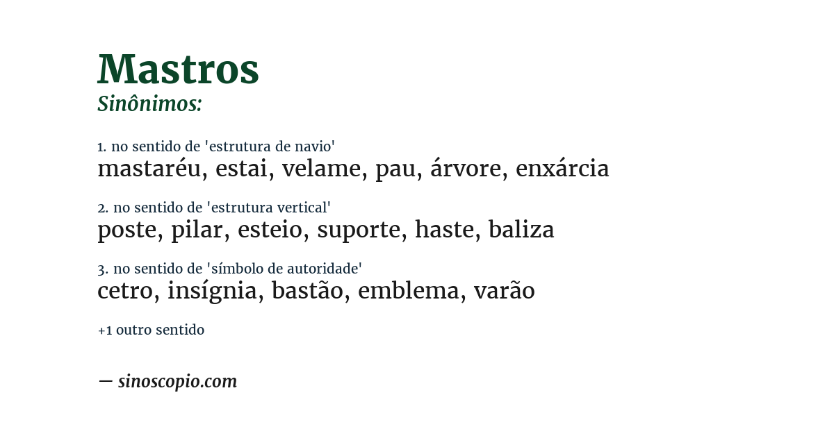 Sinônimo de mastros