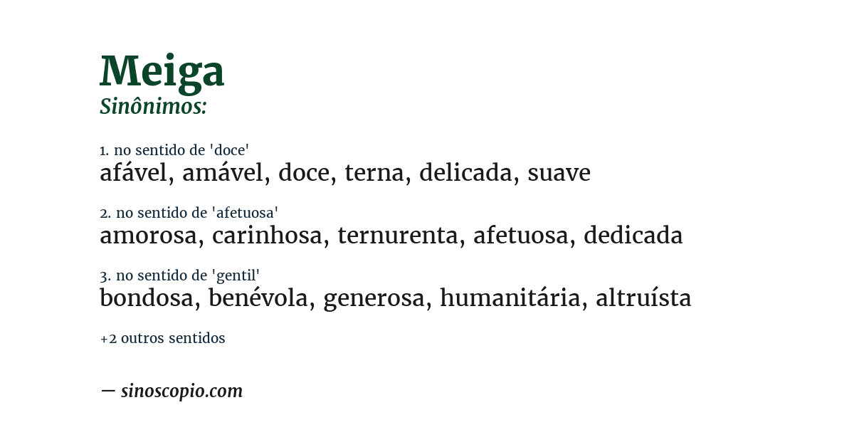 Sinônimo de meiga