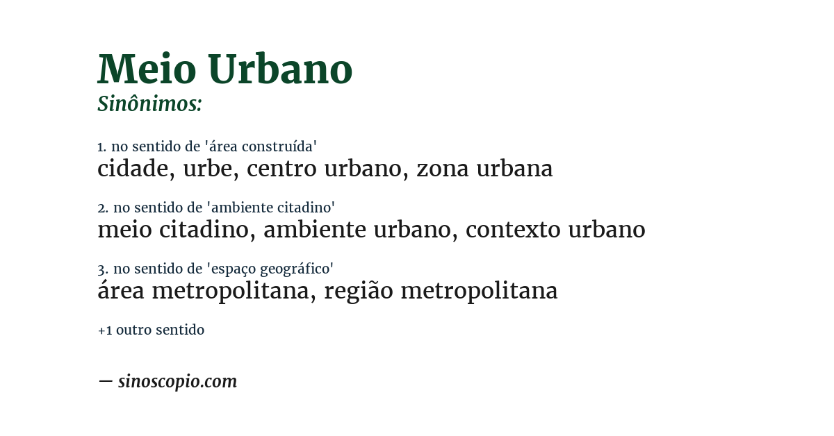 Sinônimo de meio urbano