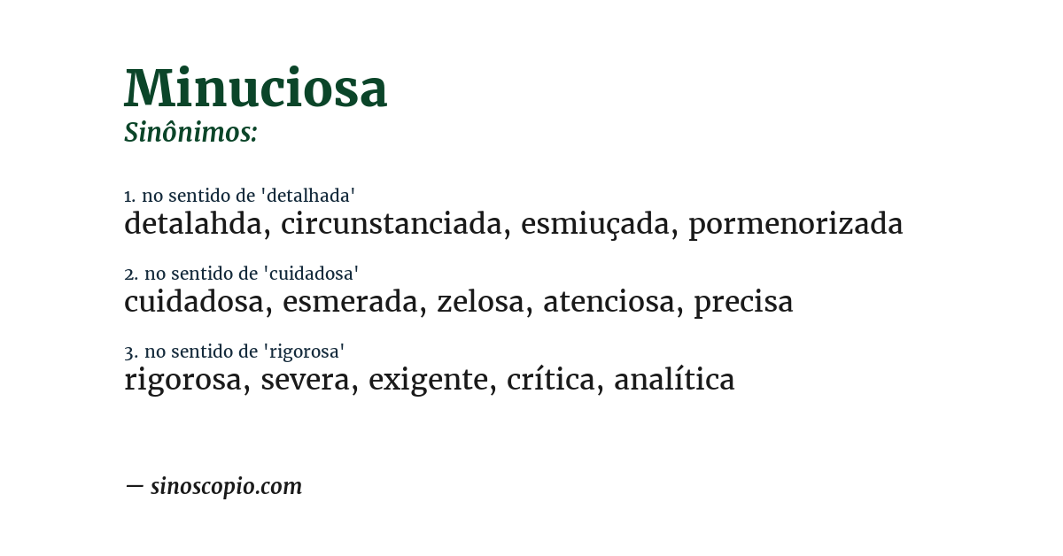 Sinônimo de minuciosa