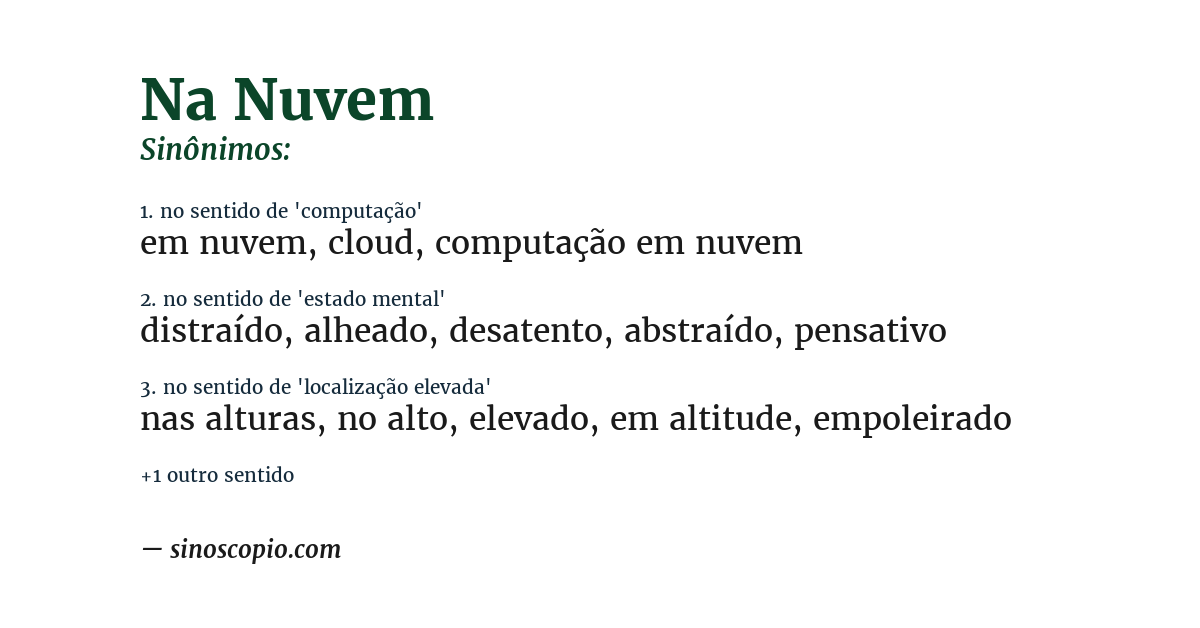 Sinônimo de na nuvem