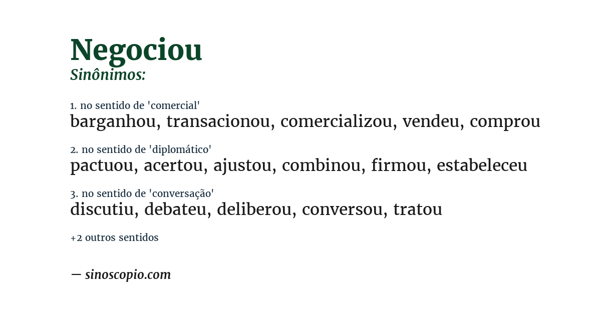Sinônimo de negociou