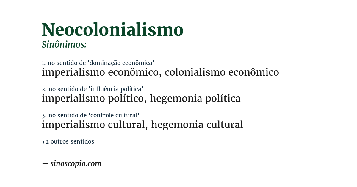 Sinônimo de neocolonialismo