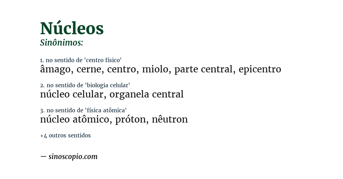 Sinônimo de núcleos