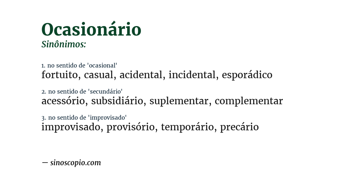 Sinônimo de ocasionário