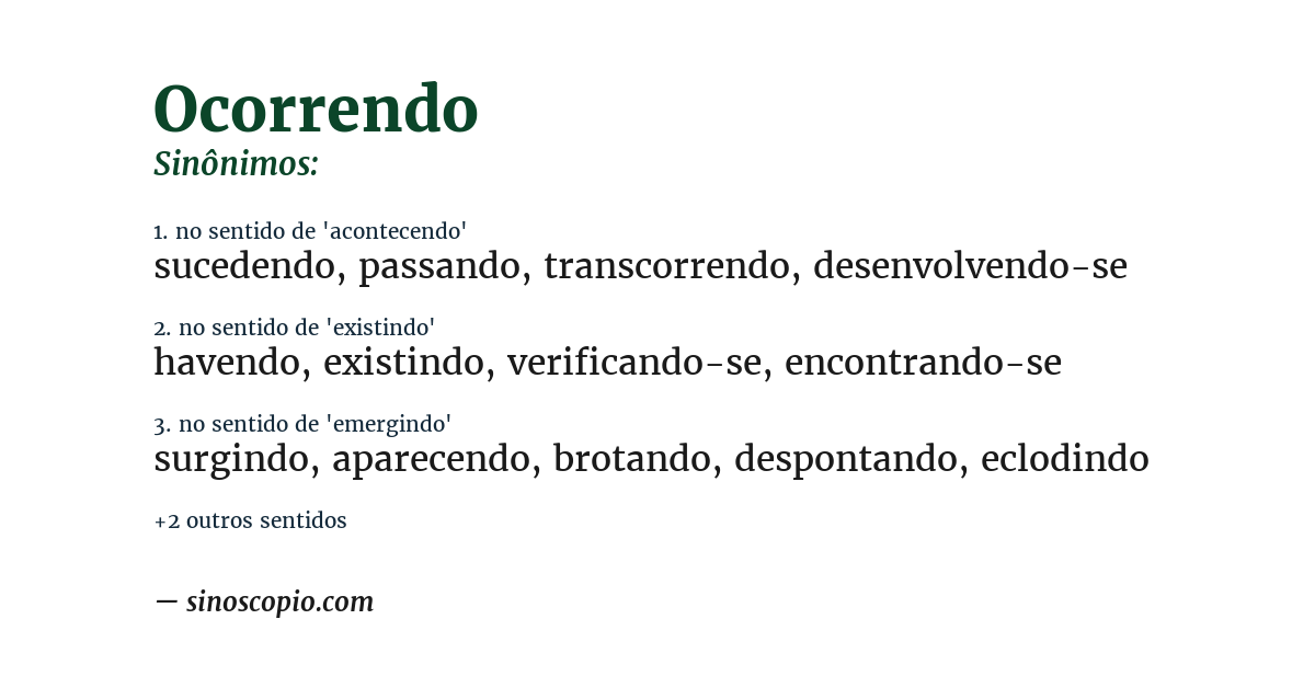 Sinônimo de ocorrendo