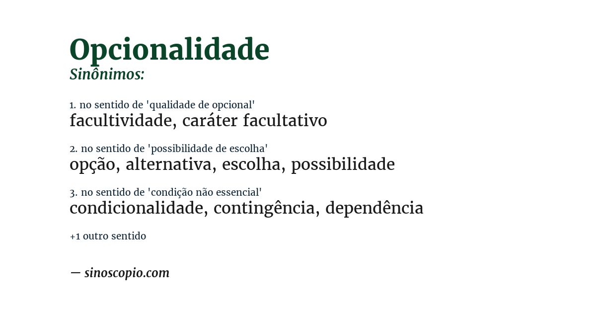 Sinônimo de opcionalidade