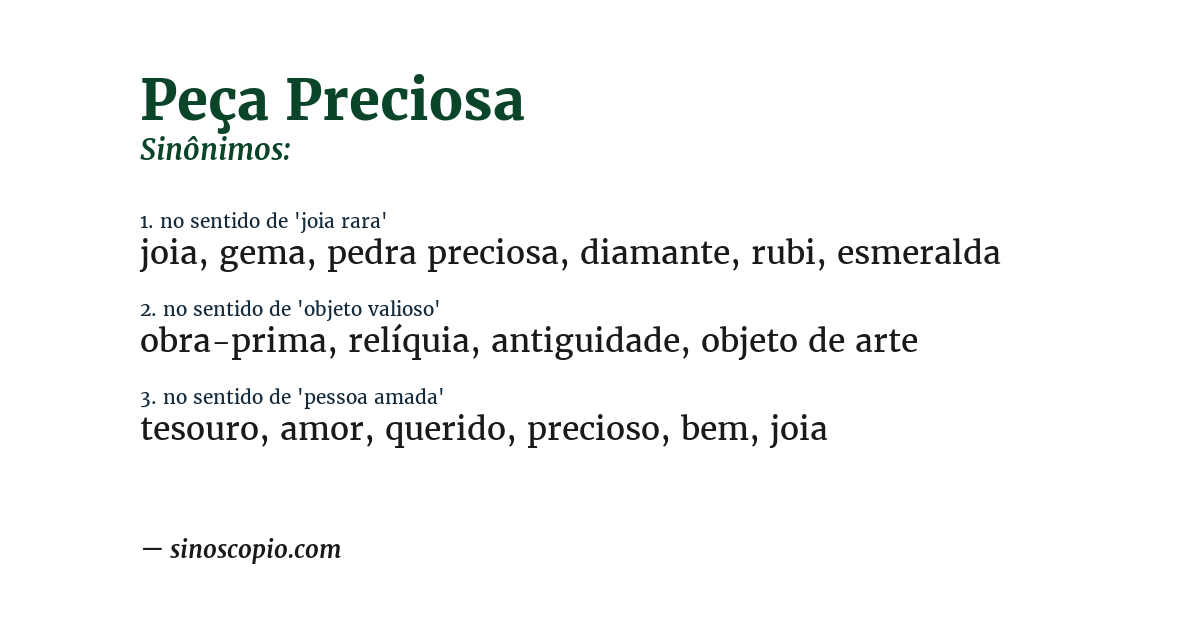 Sinônimo de peça preciosa