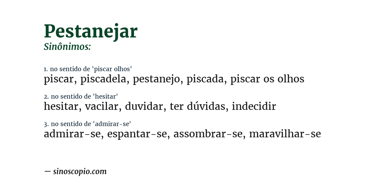 Sinônimo de pestanejar