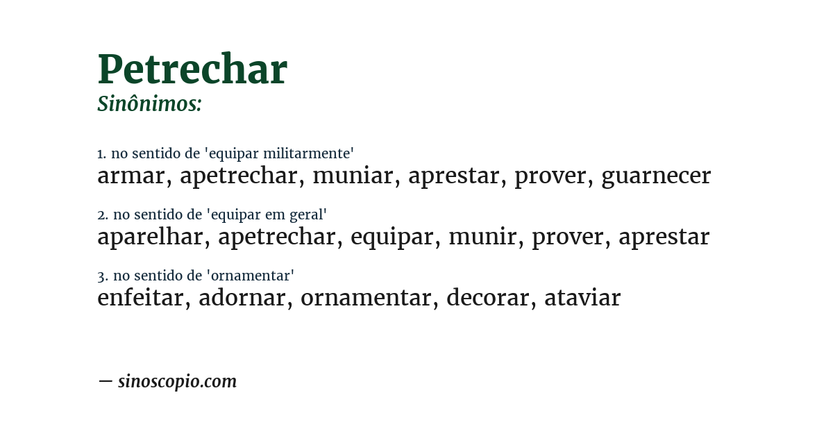 Sinônimo de petrechar