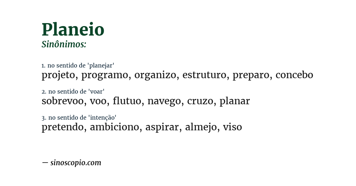 Sinônimo de planeio