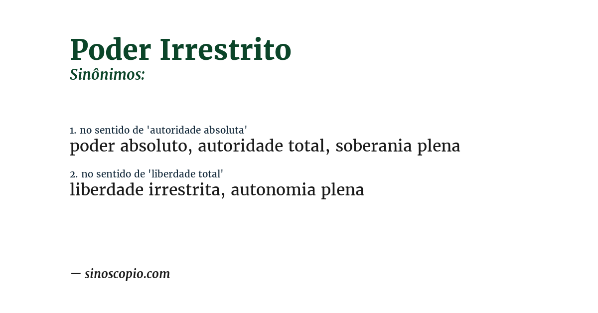 Sinônimo de poder irrestrito