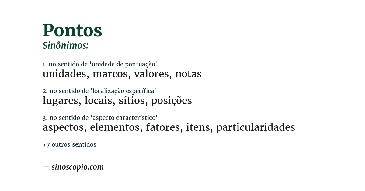 Sinônimo de pontos