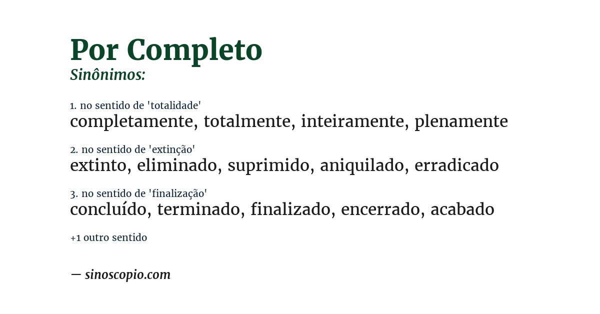 Sinônimo de por completo