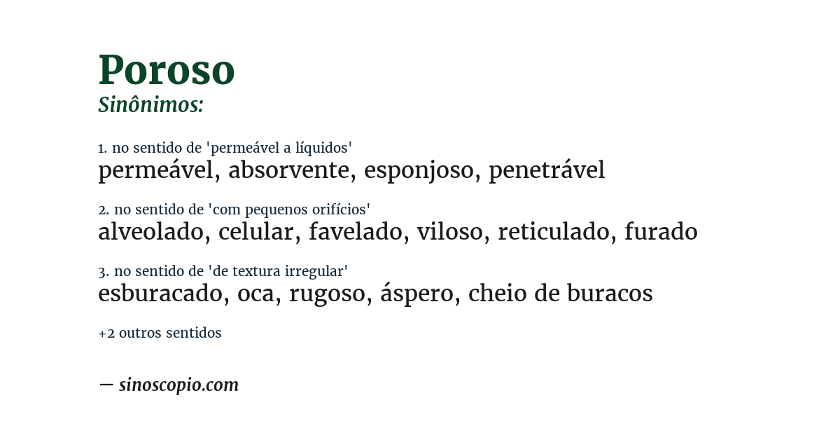 Sinônimo de poroso