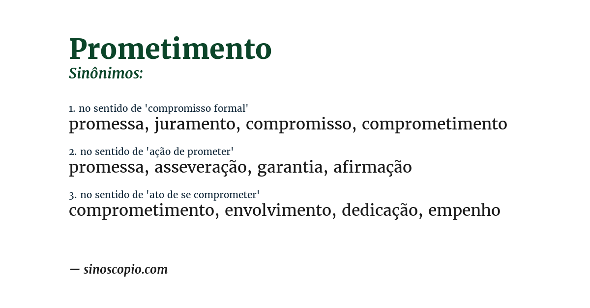 Sinônimo de prometimento