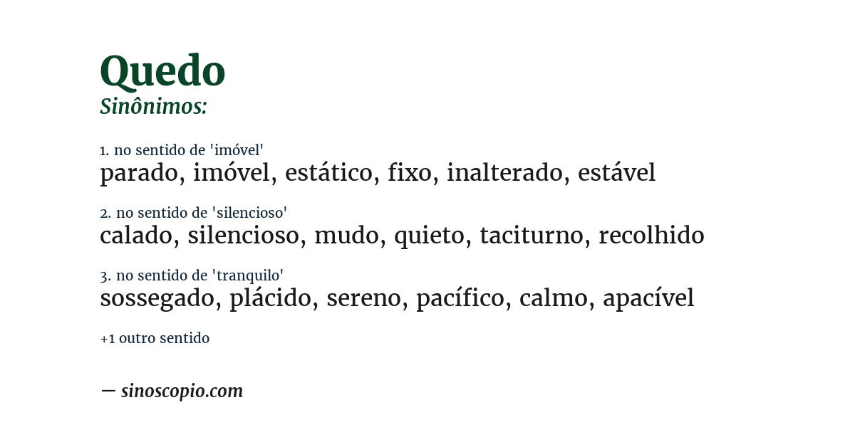 Sinônimo de quedo