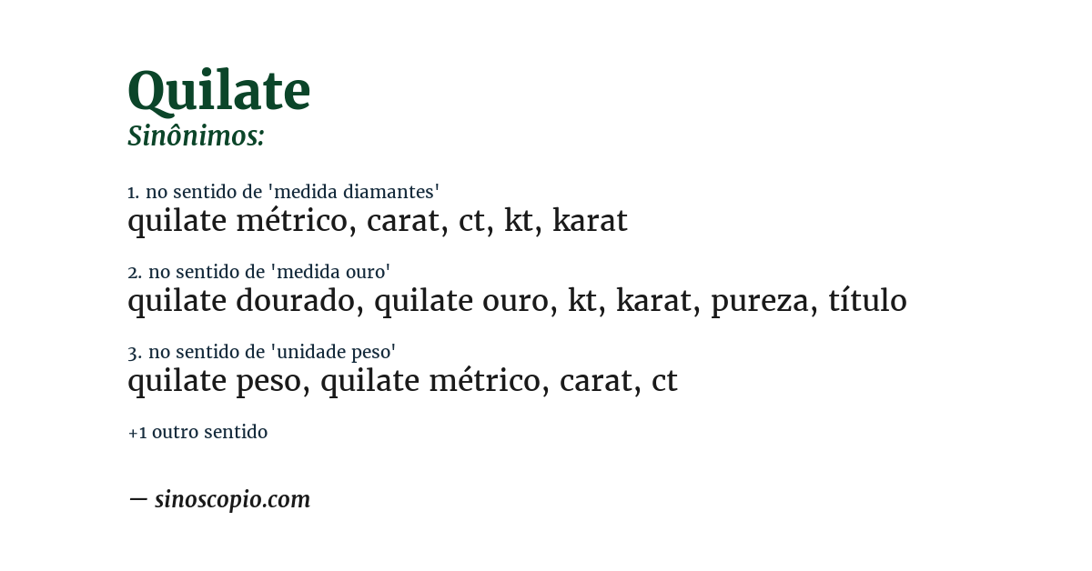 Sinônimo de quilate