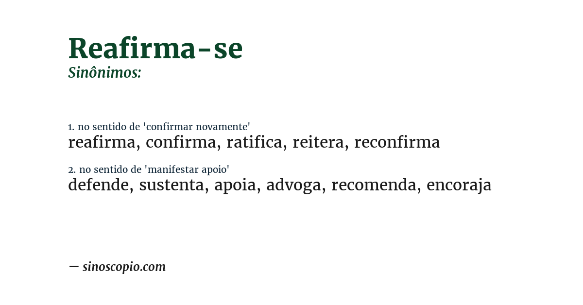 Sinônimo de reafirma-se