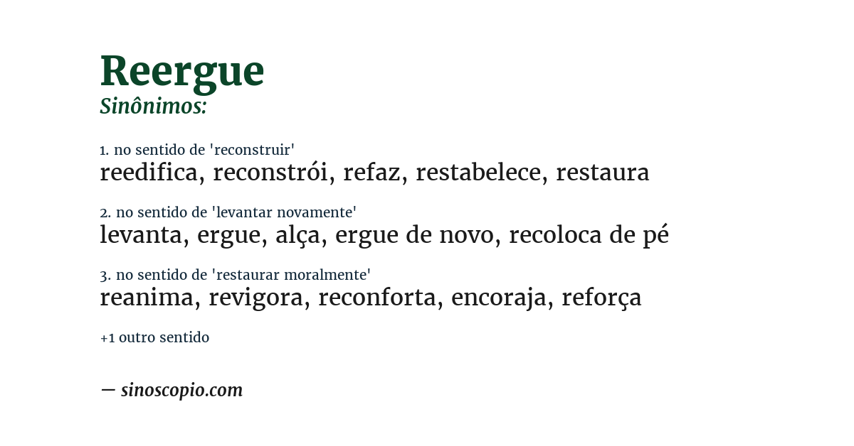 Sinônimo de reergue