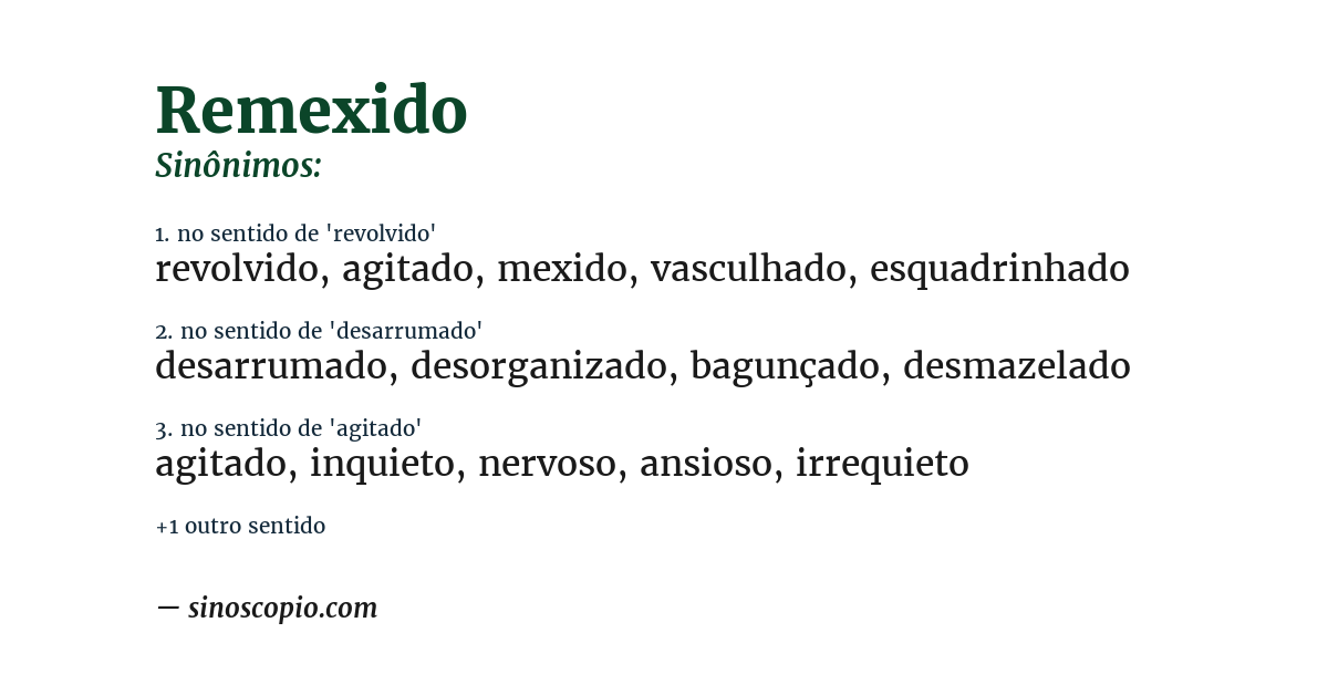 Sinônimo de remexido