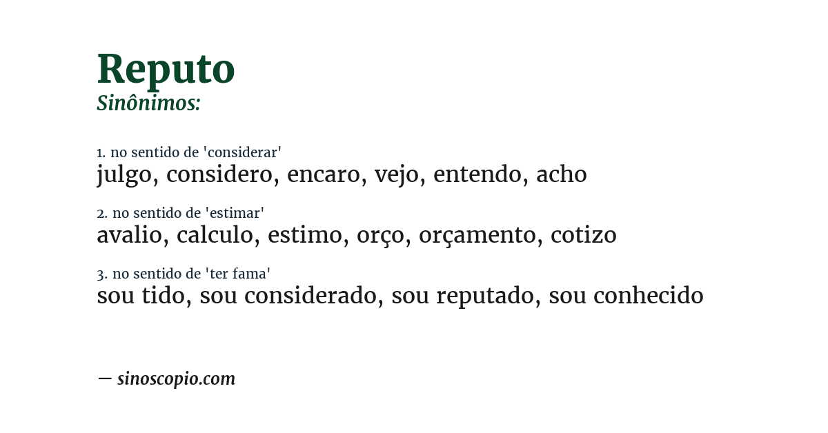 Sinônimo de reputo