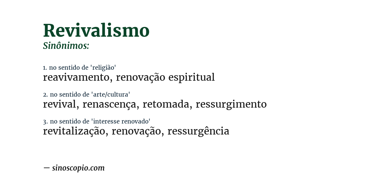 Sinônimo de revivalismo