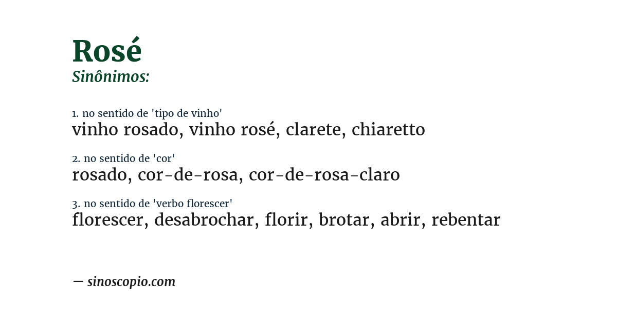 Sinônimo de rosé