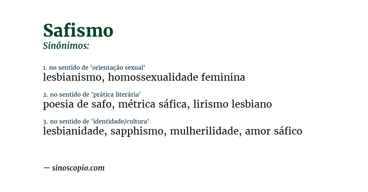 Sinônimo de safismo