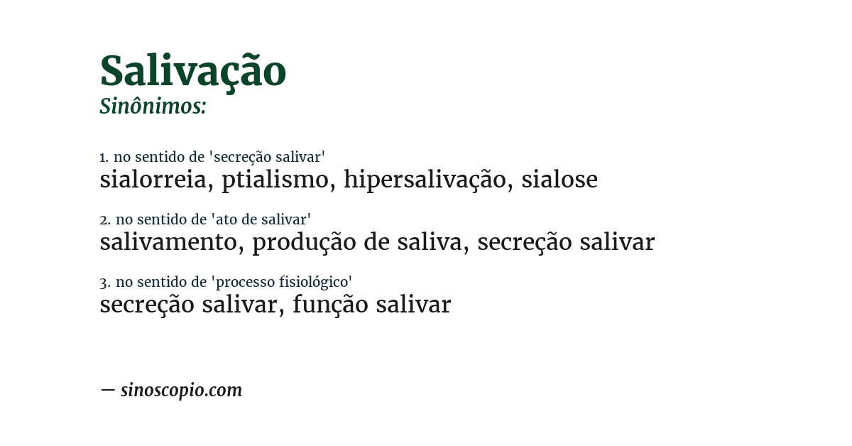 Sinônimo de salivação