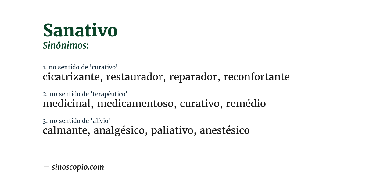 Sinônimo de sanativo