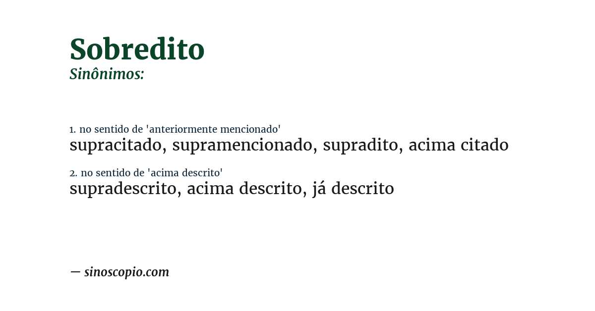Sinônimo de sobredito
