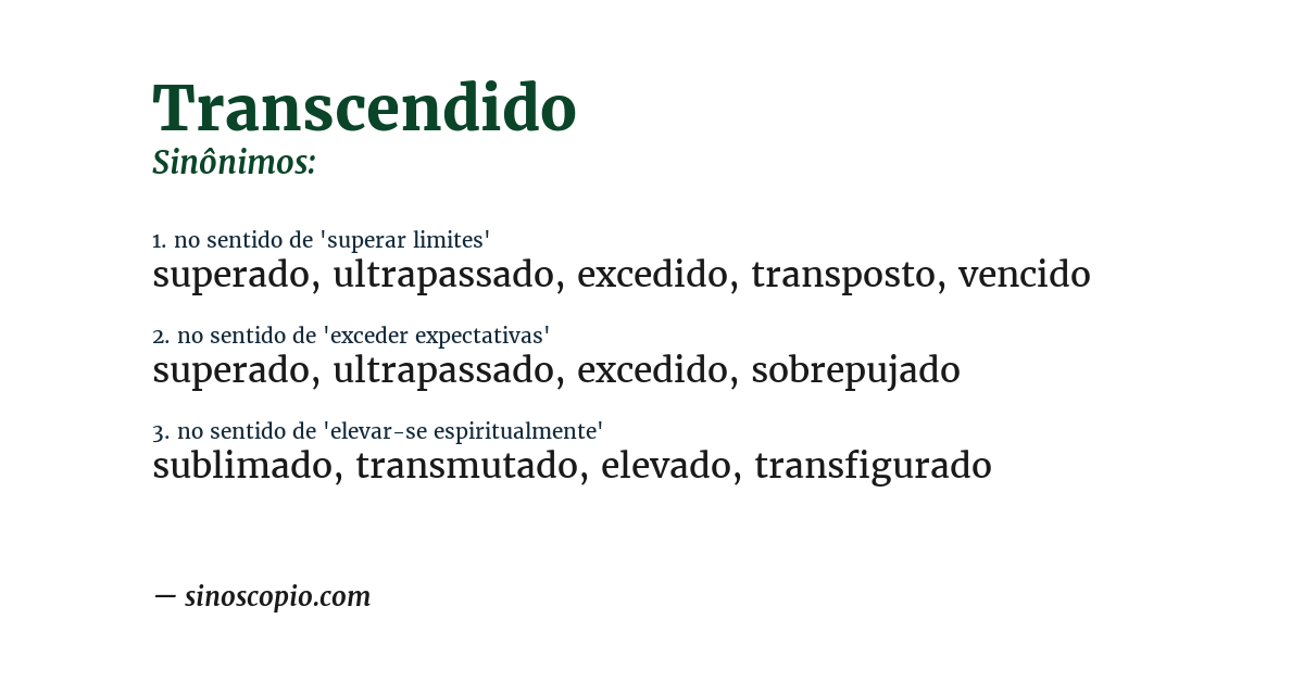 Sinônimo de transcendido
