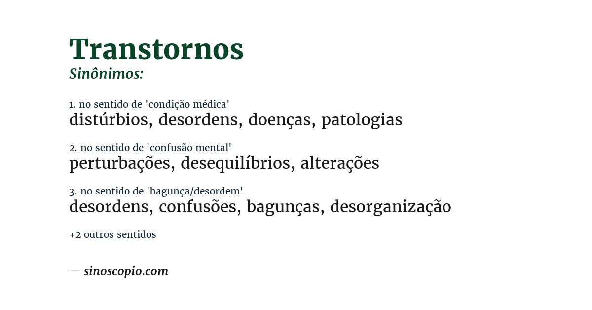Sinônimo de transtornos