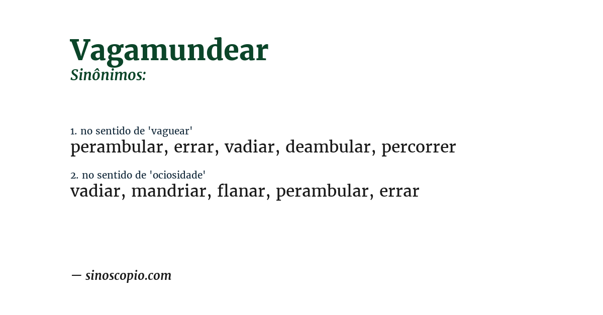 Sinônimo de vagamundear