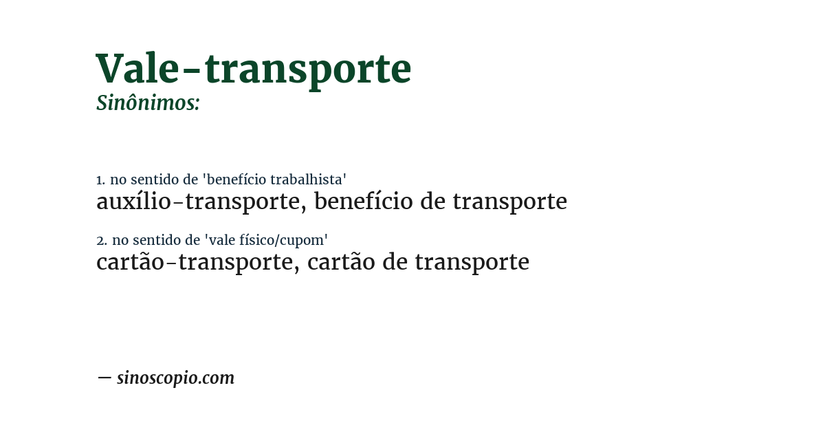 Sinônimo de vale-transporte