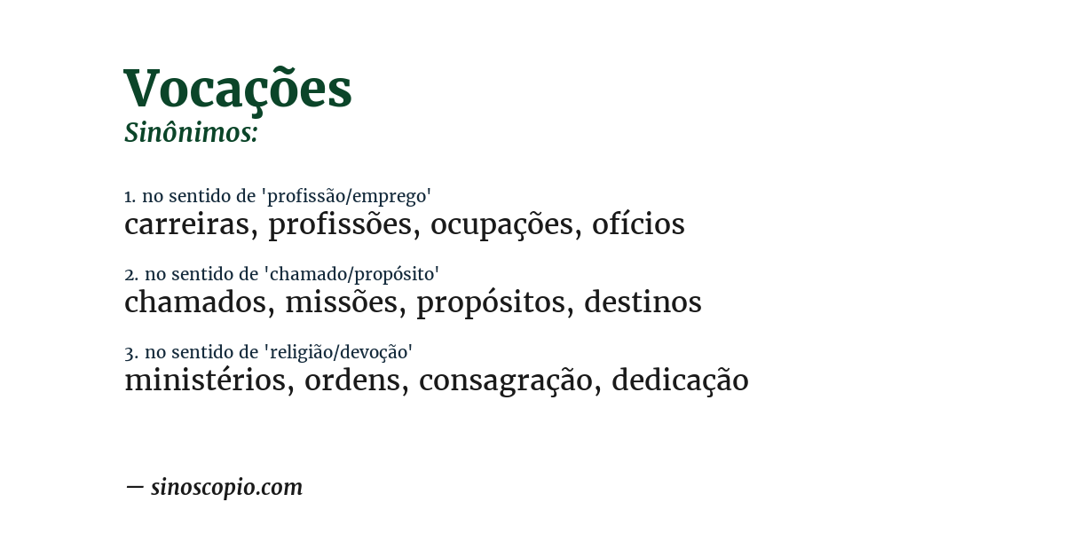 Sinônimo de vocações