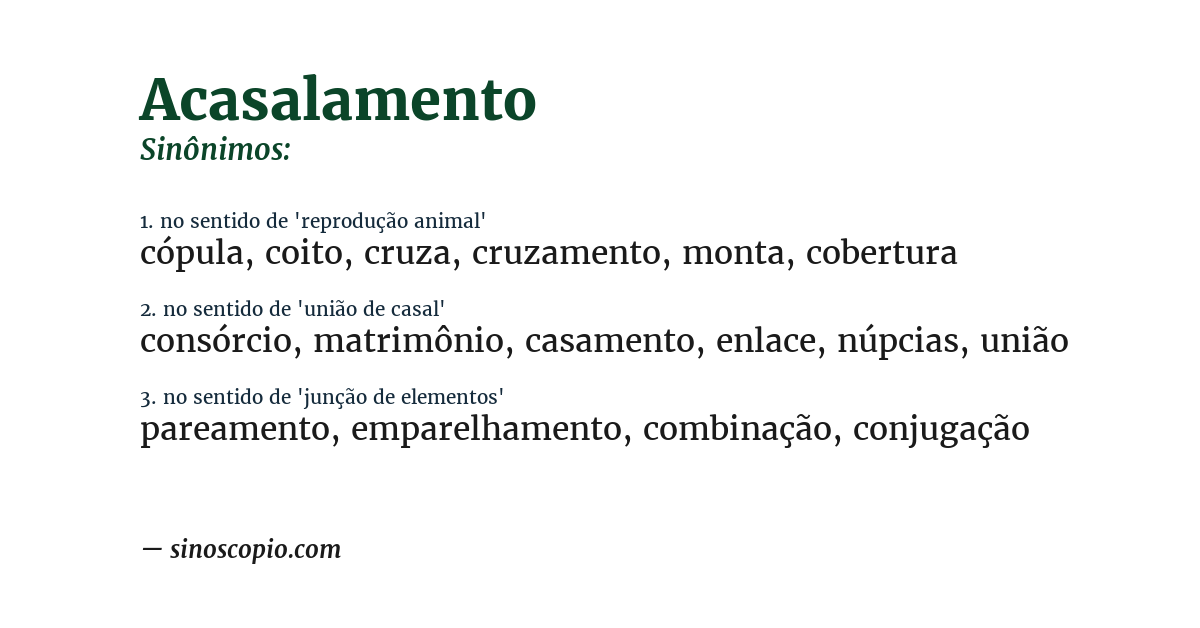 Sinônimo de acasalamento